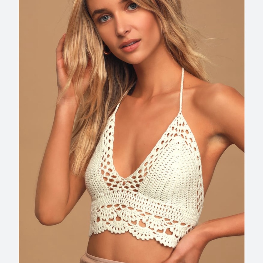 NWT lulus white crochet crop top